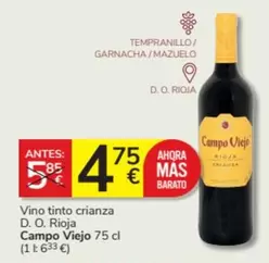 Oferta de Campo Viejo - Vino Tinto Crianza D. O. Rioja por 4,75€ en Consum