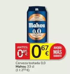 Oferta de Mahou - Cerveza Tostada 0.0 por 0,67€ en Consum