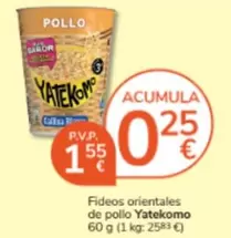 Oferta de Yatekomo - Fideos Orientales De Pollo por 1,55€ en Consum