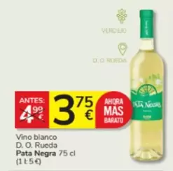 Oferta de Pata Negra - Vino Blanco D.o. Rueda por 3,75€ en Consum