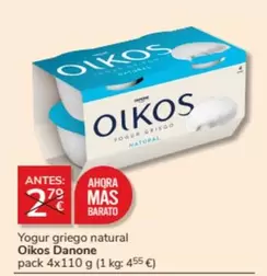 Oferta de OIKOS - Yogur Griego Natural en Consum