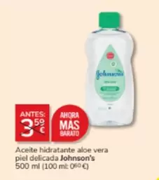 Oferta de Johnson's - Aceite Hidratante Aloe Vera Piel Delicada en Consum