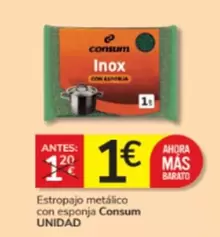 Oferta de Consum - Estropajo Metálico Con Esponja por 1€ en Consum