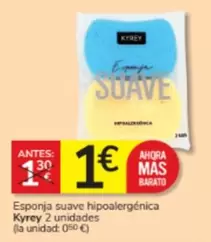 Oferta de Kyrey - Esponja Suave Hipoalergénica por 1€ en Consum