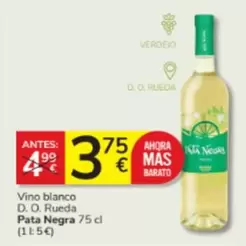 Oferta de Pata Negra - Vino Blanco D.o. Rueda por 3,75€ en Consum