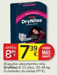Oferta de DryNites - Braguitas Absorbentes Niña 8-13 Años por 7,39€ en Consum