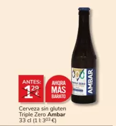 Oferta de Mas - Cerveza Sin Gluten Triple Zero por 1€ en Consum