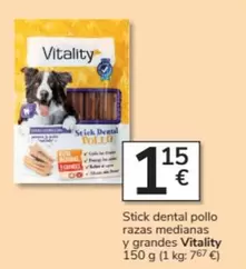Oferta de Vitality - Stick Dental Pollo Razas Medianas Y Grandes por 1,15€ en Consum