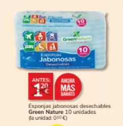 Oferta de Nature - Esponjas Jabónosas Desechables Green  10 Unidades por 1€ en Consum