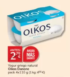 Oferta de OIKOS - Yogur Griego Natural en Consum