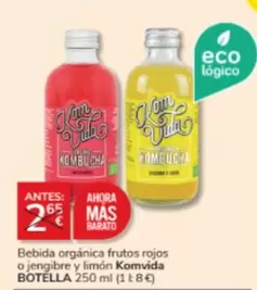 Oferta de Komvida - Bebida Orgánica Frutos Rojos O Jengibre Y Limon en Consum