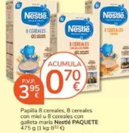 Oferta de Nestlé - Papilla 8 Cereales, 8 Cereales Con Miel U 8 Cereales Con Galleta Maria por 3,95€ en Consum