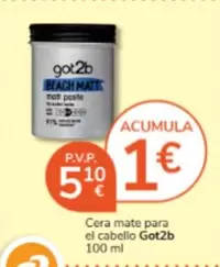 Oferta de Got2b - Cera Mate Para El Cabello por 5,1€ en Consum