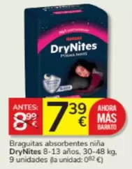 Oferta de DryNites - Braguitas Absorbentes Niña 8-13 Años por 7,39€ en Consum