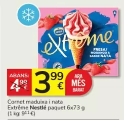 Oferta de Nestlé - Cornet Maduixa I Nata Extreme Paquet 6x por 3,99€ en Consum