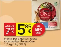 Oferta de Purina One - Menjar Per A Gossos Adults Races Petites por 5,85€ en Consum