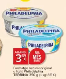 Oferta de Philadelphia - Formatge Natural Original O Light por 3€ en Consum