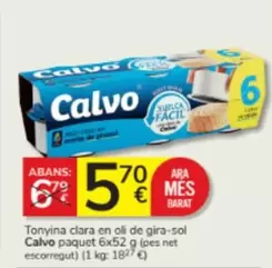 Oferta de Calvo - Tonyina Clara En Oli De Gira-Sol por 5,7€ en Consum