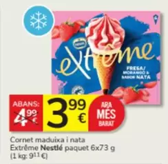 Oferta de Nestlé - Cornet Maduixa I Nata Extrême Paquet 6x por 3,99€ en Consum