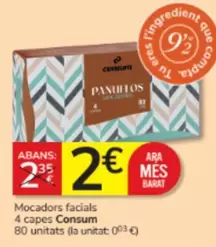 Oferta de Consum - Mocadors Facials 4 Capes por 2€ en Consum