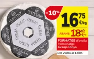 Oferta de Granja Rinya - Formatge D'Ovella Homenatge  por 16,75€ en Consum