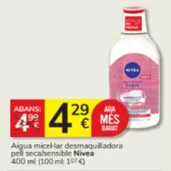 Oferta de Nivea - Aigua Micel-lar Desmaquilladora Pell Seca/ Sensible por 4,29€ en Consum