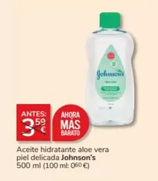 Oferta de Johnson's - Aceite Hidratante Aloe Vera Piel Delicada en Consum