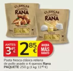 Oferta de Rana - Pasta Fresca Clasica Rellena De Pollo Asado O 4 Quesos por 2,85€ en Consum