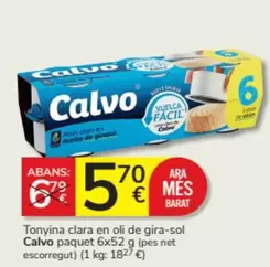 Oferta de Calvo - Tonyina Clara En Oli De Gira-sol por 5,7€ en Consum