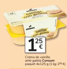 Oferta de Consum - Crema De Vainilla Amb Galeta Paquet por 1,25€ en Consum