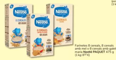 Oferta de Nestlé - Farinetes 8 Cereals, 8 Cereals Amb Mel O 8 Cereals Amb Galeta Maria en Consum