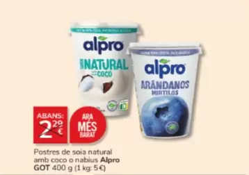 Oferta de Alpro - Postres De Soia Natural Amb Coco O Nabius por 2€ en Consum