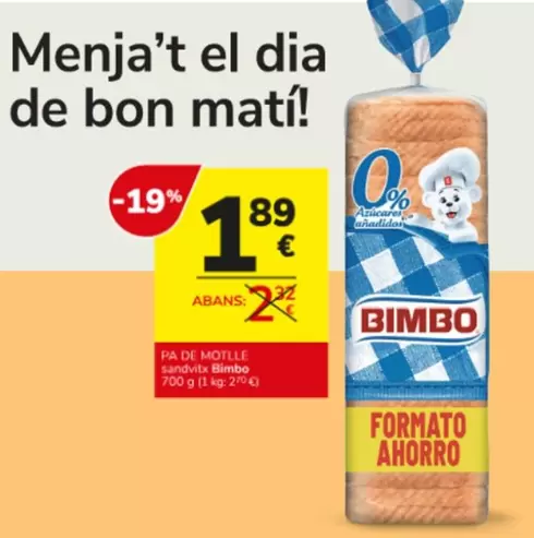 Oferta de Dia - Pa De Motlle por 1,89€ en Consum