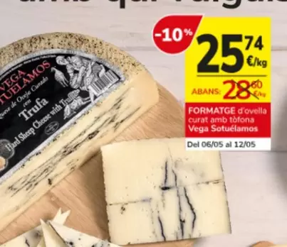 Oferta de Vega Sotuelamos - Formatge D'Ovella Curat Amb Tofona por 25,74€ en Consum