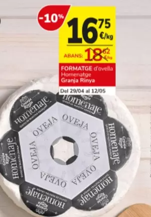 Oferta de Granja riña - Queso Tierno Granja por 16,75€ en Consum