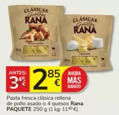 Oferta de Rana - Pasta Fresca Clasica Rellena De Pollo Asado O 4 Quesos por 2,85€ en Consum