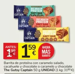 Oferta de Captain - Barrita De Proteina Con Caramelo Salado, Cacahuete Y Chocolate Y Chocolate por 1,59€ en Consum