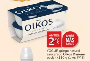 Oferta de Danone - Yogur Griego Natural Azucarado Oikos en Consum