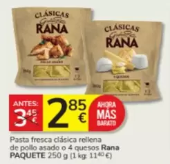 Oferta de Rana - Pasta Fresca Clasica Rellena De Pollo Asado O 4 Quesos por 2,85€ en Consum