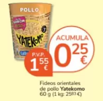 Oferta de Yatekomo - Fideos Orientales De Pollo por 1,55€ en Consum