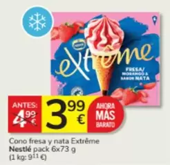 Oferta de Nestlé - Cono Fresa Y Nata Extreme por 3,99€ en Consum
