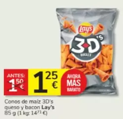 Oferta de Lay's - Conos De Maiz 3D's Queso Y Bacon por 1,25€ en Consum