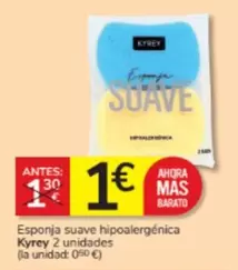 Oferta de Kyrey - Esponja Suave Hipoalergénica por 1€ en Consum