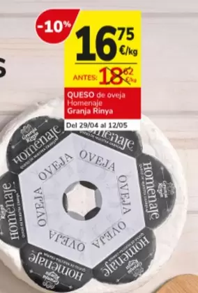 Oferta de Homenaje - Queso de oveja por 16,75€ en Consum