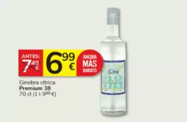 Oferta de Premium 38 - Ginebra Citrica por 6,99€ en Consum