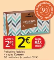 Oferta de Consum - Pañuelos Faciales por 2€ en Consum