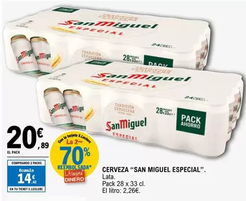 Oferta de San Miguel - Cerveza Especial por 20,89€ en E.Leclerc
