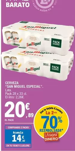 Oferta de San Miguel - Cerveza Especial por 20,89€ en E.Leclerc