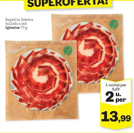 Oferta de Iglesias - Espatlla Iberica Tallada A Ma por 13,99€ en Sorli