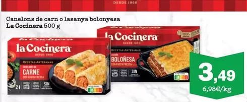 Oferta de La Cocinera - Canelons De Carn O Lasanya Bolonyesa por 3,49€ en Sorli